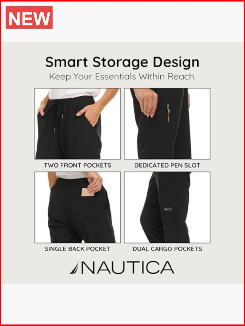 Scrub Pants for Women, Breathable Drawstring Jogger Scrubs, 5 Pocket Stretch